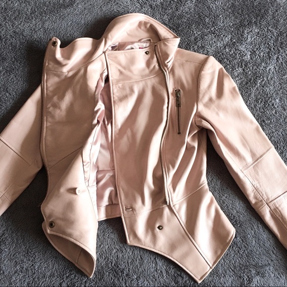 NEW Blush Pink Leather Jacket GILI - Picture 5 of 16